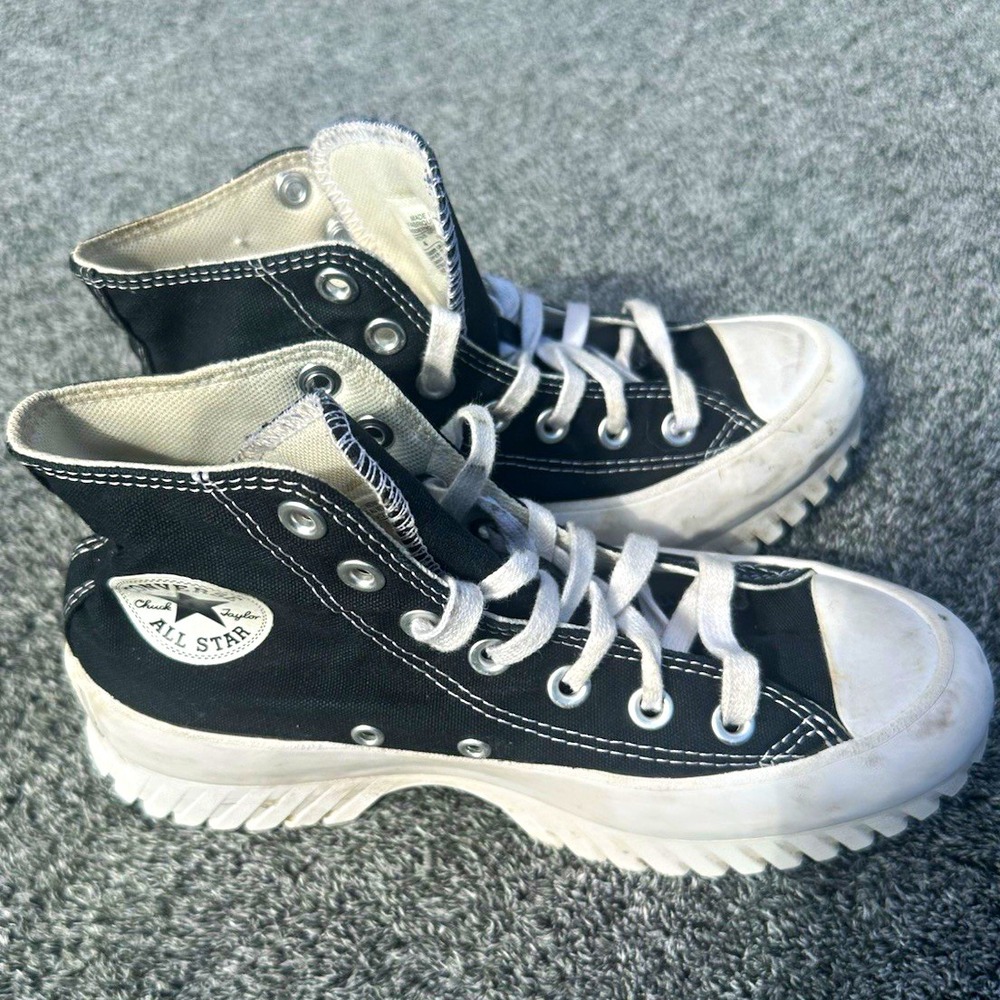 Converse Run Star Hike High Top Shoes Womens 6 Mens 4 Black White Platform Lug